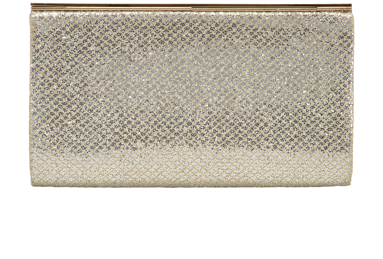 Glitter Clutch, &pound;150, Handbags, Gold/Silver, Fabric, Back view